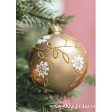 Gold &White Romantic Christmas Glass Ball Ornaments
